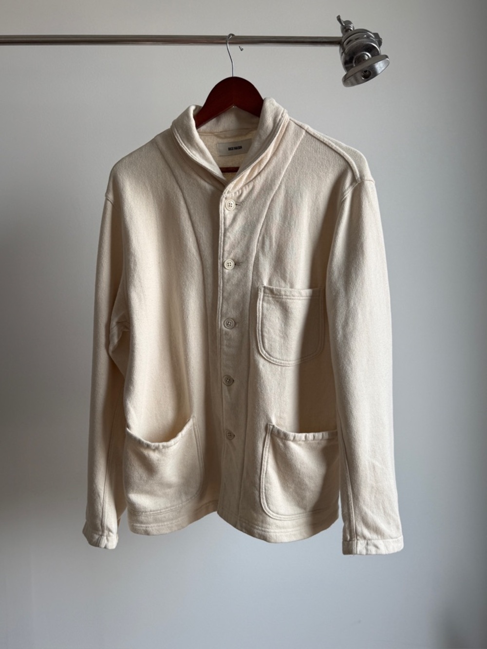 Buck Mason Knit Chore Jacket / Shawl Collar Cardigan – Natural